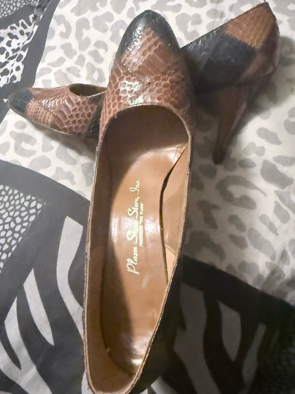 Vintage "Designed by Norene" Brown Reptile Leather Pumps.
